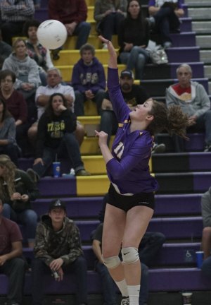 Annemarie Schalde gets in a hit against Tehachapi Tuesday night.